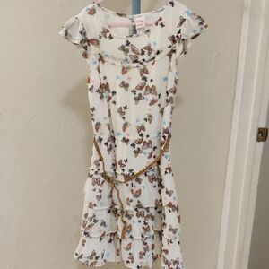 Girl's Butterfly Ruffle Belted Dress Sze 10-11